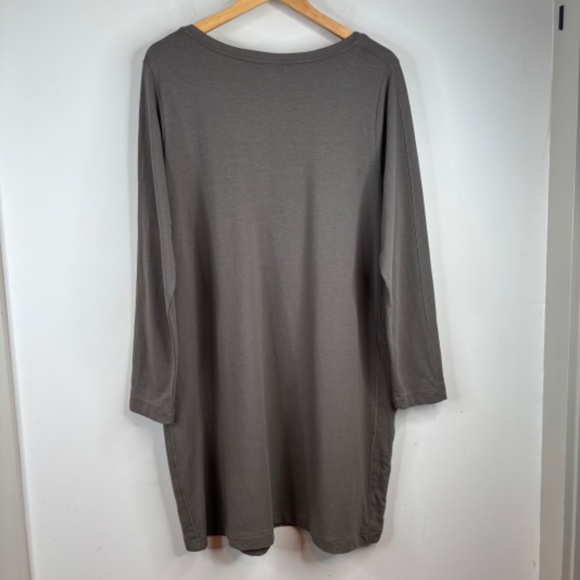 J Jill Tunic Dress XL Pima Cotton Taupe Boho Lagenlook Minimalist Classic Pocket - Picture 5 of 11